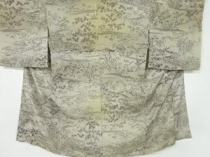 アンティーク　流水に草花模様単衣長襦袢